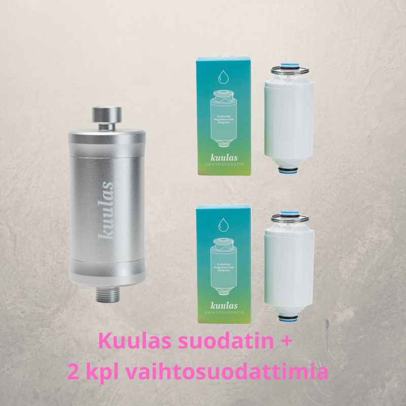 Kuulas suihkusuodatin+  2 kpl extra vaihtosuodatin VAIN 81,90 &euro;